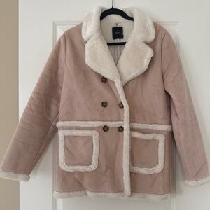 Forever 21 pink faux-suede coat